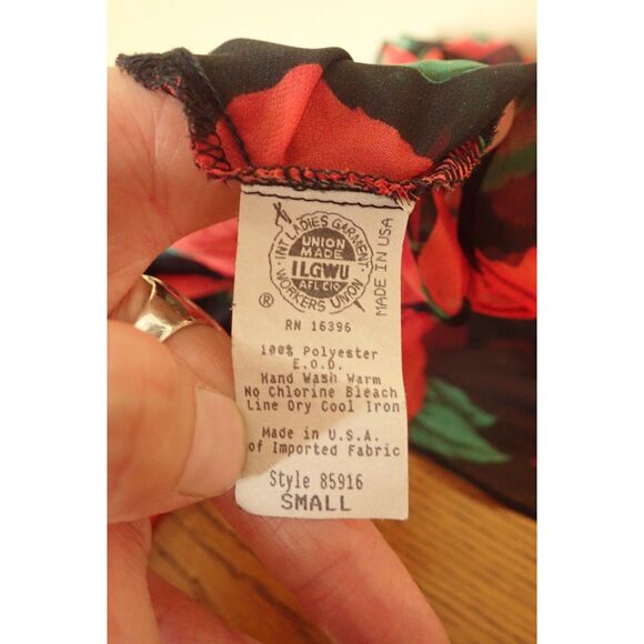 Valentino Intimo Rose Pattern Black Sheer Nightgown Set Small Housecoat Vintage - Picture 15 of 15